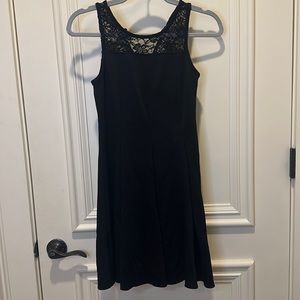 Love, Nickie Lew Girls 14Y Lace Detail Fit and Flare Black Mini Dress